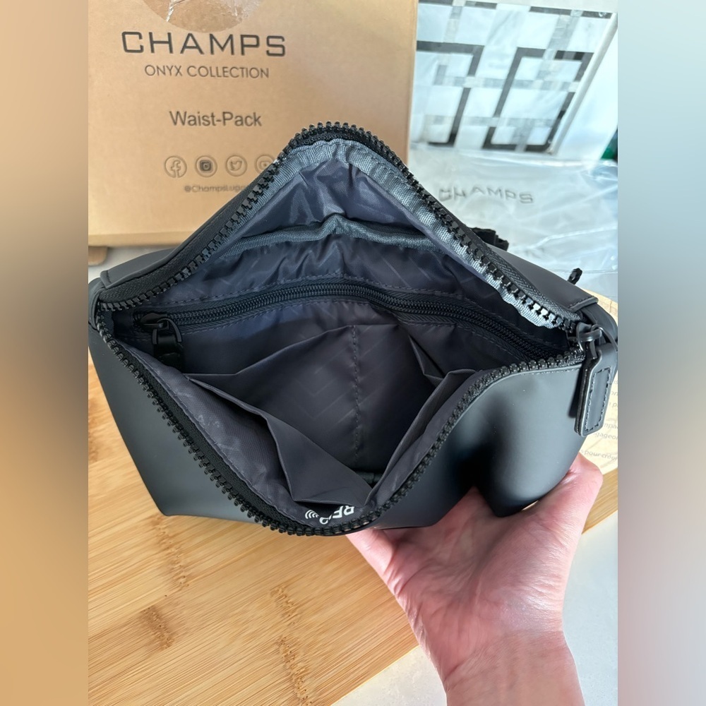 NWT Luxury RFID-Blocking Belt Bag | Champs Onyx Collection | Black | Gift Ready - Picture 16 of 16
